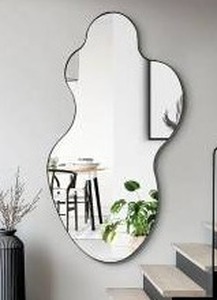 lot 39798 image: Modern Asymmetrical Wall Mirror with Black Frame