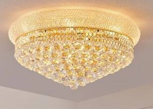 lot 39799 image: 12-Light Crystal Flush Mount Chandelier Ceiling Light