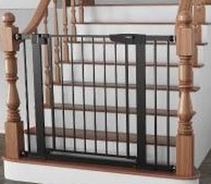 lot 39802 image: Black Metal Safety Gate for Stairs 29.7-40.6 in