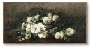 lot 39808 image: Large Framed White Floral Canvas Wall Art, 40 x 20 in