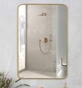 lot 39815 image: Modern Gold Frame Bathroom Mirror 30x42 inch