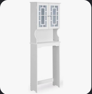 lot 3081 image: Over Toilet Storage Cabinet Bathroom Saver (paint chipping on some pieces) - Retail $0