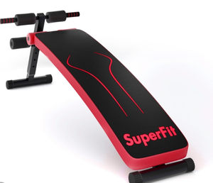 lot 3082 image: SuperFit Folding Weight Bench Adjustable Sit-up Board Slant Bench Red Leather - Retail $0