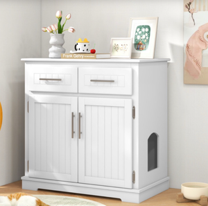 lot 3086 image: Cat Litter Box Enclosure 2 Drawers - Retail $0