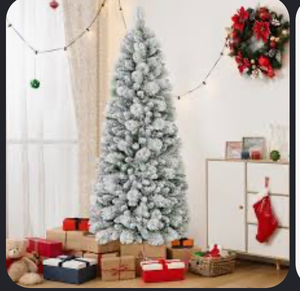 lot 3088 image: 7ft Flocked Snow Christmas Tree - Retail $0