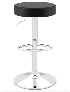 lot 3093 image: Giantex Bar Stool Set of 1, Adjustable Height PU Leather Bar Chair with Swivel Padded Seat, Footrest & Anti-Slip Base, Modern Backless Barstools for Kitchen, Pub Dining Room, Breakfast, Black - Retail $0