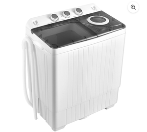 lot 3133 image: Costway 26 Ibs Portable Semi-automatic Twin Tub Washing Machine with Drain Pump Gray - Retail $0