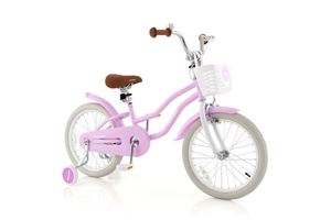 lot 3136 image: Costway - 18 Kids Bike Toddler Bicyclewith Training Wheel Kickstand for 4-8Years - Purple - Retail $0