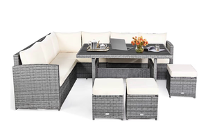 lot 3138 image: HAPPYGRILL 7 Pieces Rattan Wicker Patio Conversation Set (no cushions) - Retail $0