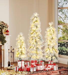 lot 3143 image: Costway CM25268US Artificial Christmas Tree with Snow-Flocked Branch Tips & LED Lights - Retail $0