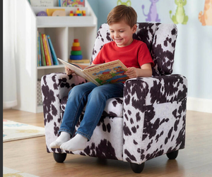 lot 3144 image: CostwayVelvet Fabric Push Back Toddler Sofa with Adjustable Backrest-Black & White - Retail $0