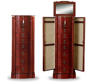 lot 3146 image: Standing jewelry armoire (top mirror piece has split through wood) - Retail $0