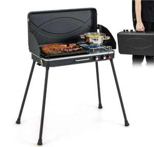 lot 3152 image: Costway 2 in 1 Propane 2 Burner Camping Stove with Removable Legs - Retail $0