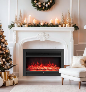 lot 3157 image: COSTWAY Electric Fireplace Insert, 33 Inches Recessed Fireplace Heater with Remote Control, 8H Timer, Adjustable Flame Colors and Brightness, Overheating Protection, 7501500W - Retail $0