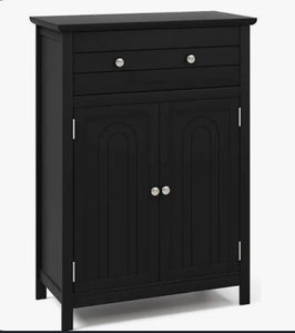 lot 3160 image: costway Bathroom Cabinet with Drawer and Adjustable Shelf - Retail $0