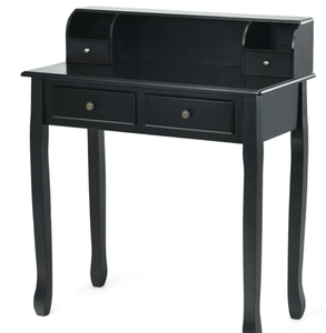 lot 3169 image: Costway Contemporary MDF and Candlenut Dressing Table with 4 Drawers in Black - Retail $250