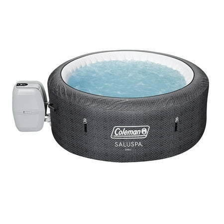 lot 1582 image: Coleman 71  x 26  Cali EnergySense AirJet 4 Brown Wicker Round Inflatable Hot Tub (missing pump) 2-4 person - Retail $548