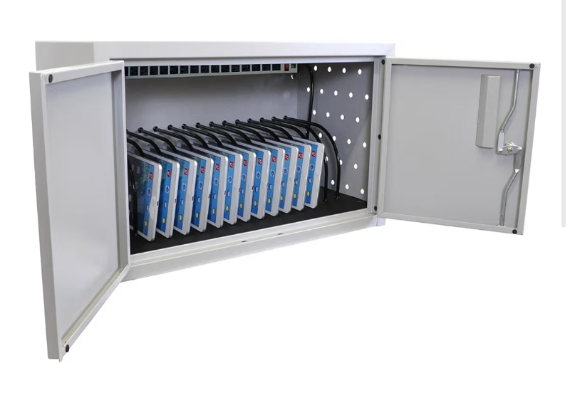 lot 9996 image: Wall Mount Tablet Storage Cabinet with Lock - Retail $189