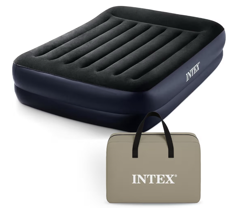 lot 228 image: Intex Dura-Beam Plus Queen Size, 16.5in Bed Height, 600lb Weight CapacityBuilt-in Electric Pump Pillow Rest Fiber-Tech 64123ED - Retail $0