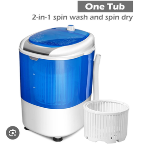 lot 3177 image: Costway 5.5lbs Portable Mini Compact Washing Machine Electric Laundry Spin Washer Dryer Blue - Retail $0