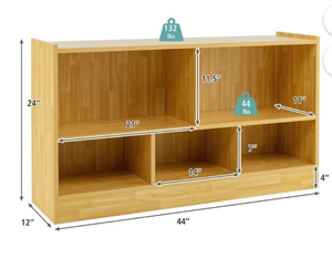 lot 3180 image: Costway Kids 2-Shelf Bookcase 5-Cube Wood Toy Storage Cabinet w Shelves Beige - Retail $0