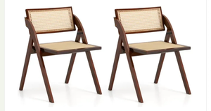 lot 3186 image: Foldable Dining Chairs Set of 2 with Woven Rattan Backrest - Retail $0