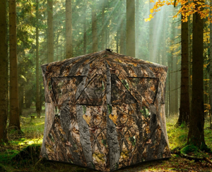 lot 3206 image: 3 Person Portable Pop-Up Ground HuntingBlind with Tie-downs - Retail $0