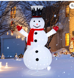 lot 3208 image: Costway 6 FT Lighted Artificial Christmas Snowman Pre-Lit Pop-up Xmas Snowman - Retail $0