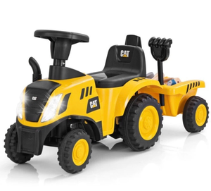 lot 3211 image: 2 x 1 Kids Licensed Caterpillar Ride on Tractor Toy, Detachable Trailer No Power - Retail $0