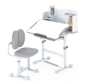 lot 3215 image: Kids Study Desk With Tilt Desktop, Pen Holder, Gray - Retail $0