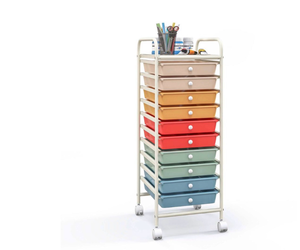 lot 3220 image: 10-Drawers Rolling Storage Cart Home Office Organizer Cart W Universal Casters - Retail $0