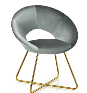 lot 3221 image: Costway Modern Grey Velvet Accent Chair - Retail $0