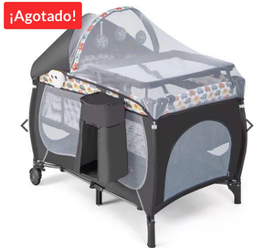 4-in-1 portable baby playard with net and music box, grey color - Retail: $0