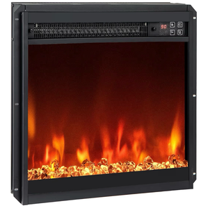 lot 3228 image: COSTWAY 18 Inch Recessed Fireplace Heater, Electric Fireplace Insert wMulti-Color Flame & Crystal Ember Bed, Remote Control, 9H Timer, Built-in Thermostat & Overheat Protection, 1500W - Retail $0