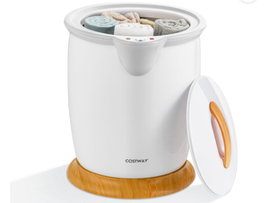 lot 3231 image: Costway Bathroom Towel Warmer Bucket w Fragrance Holder & Auto Shut Off - White - Retail $0