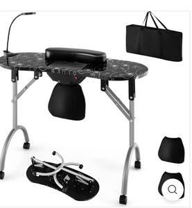 lot 3242 image: Nail Desk with Electric Dust Collector, Portable Manicure Table with USB-Plug LED Table Lamp - Retail $0