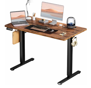 lot 3258 image: Electric Standing Desk 48 Inch & Adjustable Height, 4 Memory Presets��Quiet Dual Motor for Office, Bedroom - Brown - Retail $0