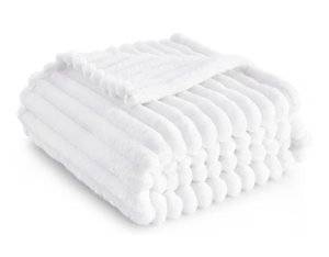 lot 3268 image: Bedlite Queen GentleSoft Bright White Throw Blanket for Couch - Cozy Soft Blankets for Women, Cute Small Throws for Girls, 88x88Inches - Retail $0
