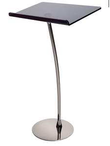 lot 3269 image: Portable Curved Acrylic Lectern Podium, Lightweight & Stable Presentation Stand, Modern Curved Acrylic Lectern for Classroom, Church, Speech Concert - Retail $0