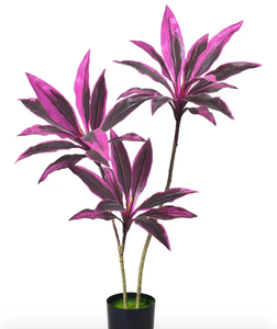 lot 3273 image: Aphighjoy 4Ft Dracaena Tree Artificial Plants Indoor Outdoor Decor Cordyline Red Sister House Plants, Hawaiian Fake Plants for Office Living Room Porch Patio Housewarming Gift - Retail $0