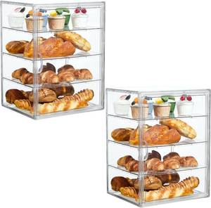 lot 902 image: $60 Pastry Display Case, 4-Layer Bread Box, Clear, Magnetic Door