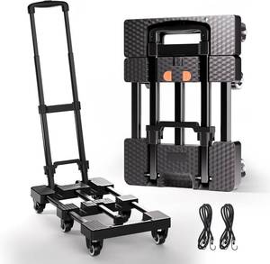 lot 903 image: Folding Hand Truck 500lbs, 6-Wheel Collapsible Dolly Cart