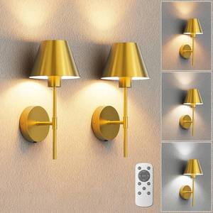 lot 907 image: VOLISUN 17In Battery-Operated Wall Sconces Set of Two, Gold Remote