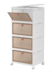 lot 910 image: YFXCVSL 4-Tier 28QT Stackable Storage Bins with Wheels