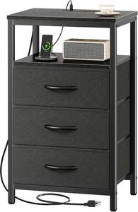 lot 916 image: $50 Huuger Nightstand with Charging Station, 27.6 Inch Side Table