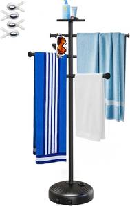lot 918 image: $63 Pool Towel Rack with Wheels, 63-Inch Free-Standing 6-Bar Holder