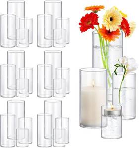 lot 926 image: $73 24-Pack Thick Glass Cylinder Flower Vases 4,6,9,12in Tall