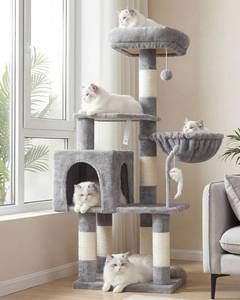 lot 929 image: Heybly Cat Tree with Toy & Hammock, Indoor Cat Tower HCT004SW