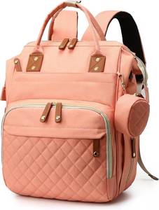 lot 934 image: Diaper Bag Changing Pad, 15 Pockets, USB Port, Pink