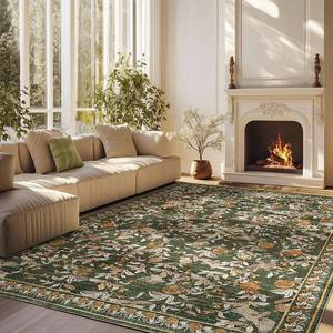 $155 Jinchan Eden 8x10 Floral Area Rug - Washable, Non-Slip, Low-Pile